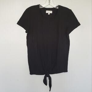 Madewell Texture & Thread Tie Front Short Sleeve Tee Black XXS